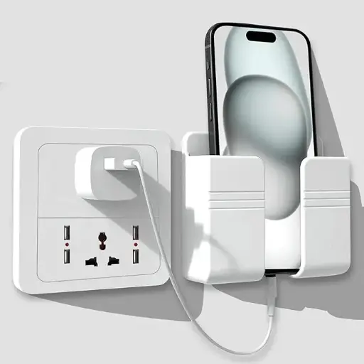 Mobile Phone Charging Stand, Multi-Functional Storage Holder, Bedside Fixed Rack, Bedroom, Office Accessories, Acrylonitrile Butadiene Styrene, White 01, Portable Electronic Devices